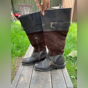 Brown mid Calf Boots with Gold Buckle